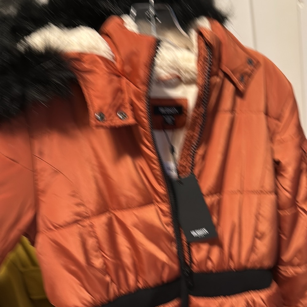 NWT Hudson Puffer Coat Faux Fur Trim in Baked Clay fleece lined.  Fits women XS